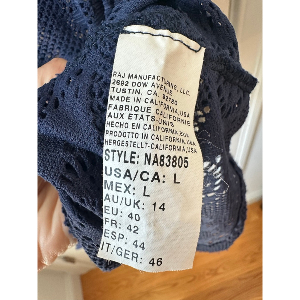 Women's Nautica Blue Mesh Long Sleeve Cover-Up Size L - Picture 5 of 6